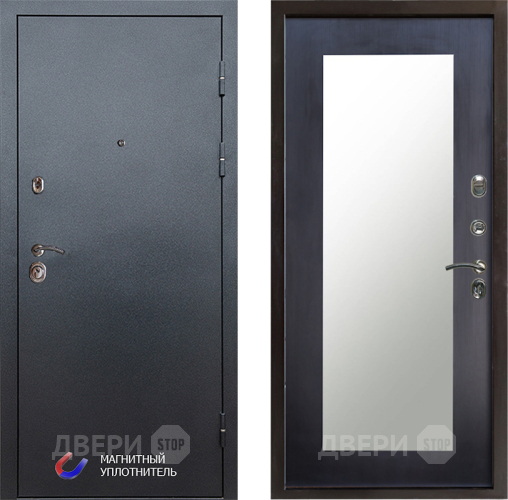 Входная металлическая Дверь Престиж Графит Зеркло Пастораль Венге в Котельниках