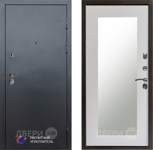 Входная металлическая Дверь Престиж Графит Зеркло Пастораль Лиственница белая в Котельниках