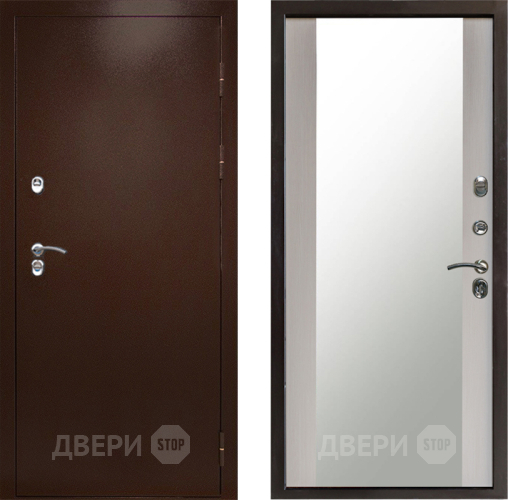 Входная металлическая Дверь Престиж TERMO с терморазрывом Снегирь Медь Зеркало Лиственница белая в Котельниках