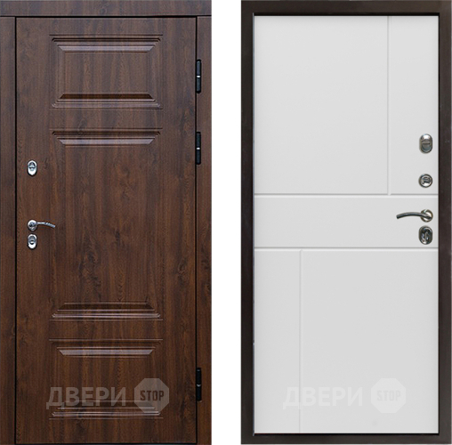 Входная металлическая Дверь Престиж TERMO с терморазрывом Премиум Орех Горизонт Бетон белый в Котельниках