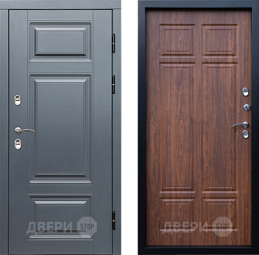 Входная металлическая Дверь Престиж TERMO с терморазрывом Премиум Грэй Премиум Орех темный в Котельниках
