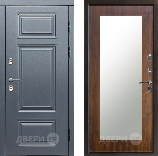 Входная металлическая Дверь Престиж TERMO с терморазрывом Премиум Грэй Зеркало пастораль Дуб в Котельниках