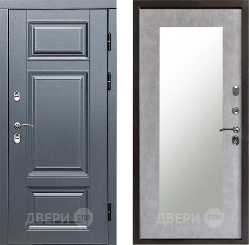 Входная металлическая Дверь Престиж TERMO с терморазрывом Премиум Грэй Зеркало пастораль Бетон светлый в Котельниках