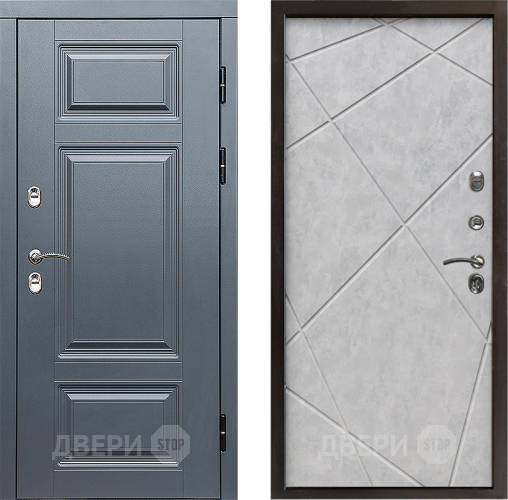 Входная металлическая Дверь Престиж TERMO с терморазрывом Премиум Грэй Лучи Бетон светлый в Котельниках