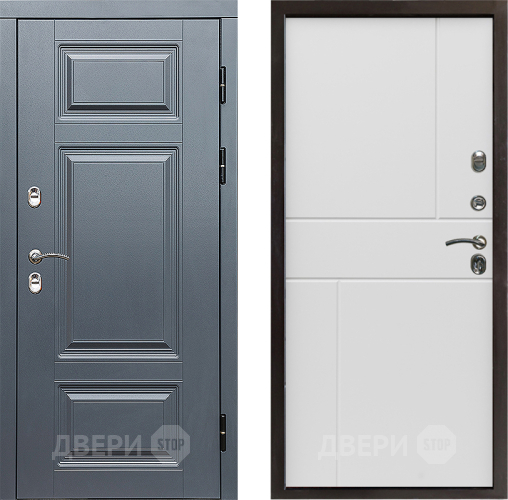 Входная металлическая Дверь Престиж TERMO с терморазрывом Премиум Грэй Горизонт Бетон белый в Котельниках