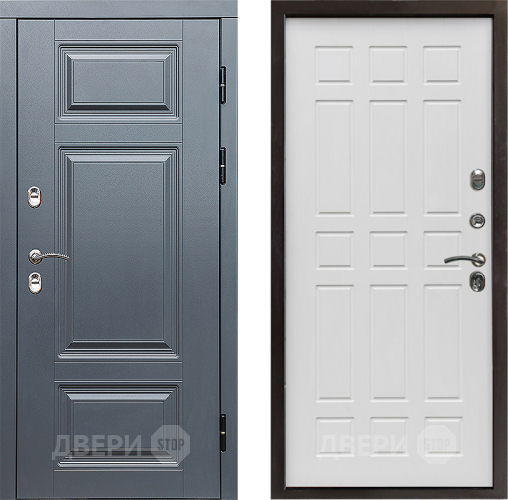 Входная металлическая Дверь Престиж TERMO с терморазрывом Премиум Грэй Спарта Белое дерево в Котельниках