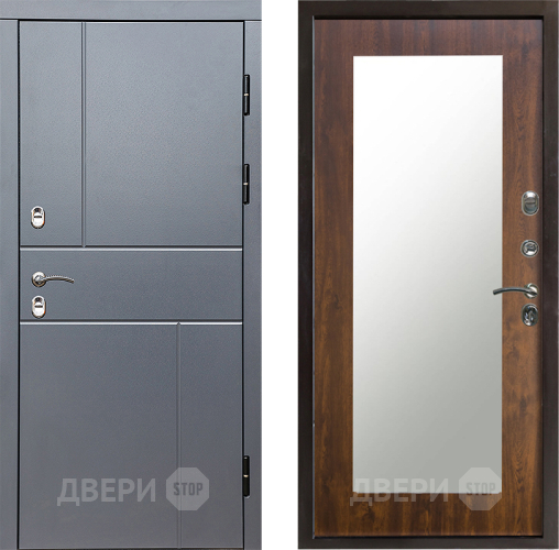 Входная металлическая Дверь Престиж TERMO с терморазрывом Горизонт Грэй Зеркало пастораль Дуб в Котельниках