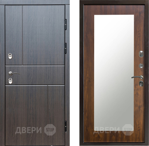 Входная металлическая Дверь Престиж TERMO с терморазрывом Горизонт Венге Зеркало пастораль Дуб в Котельниках