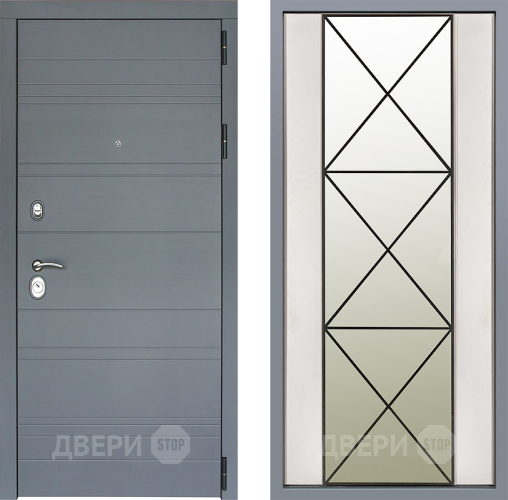 Дверь Заводские двери Лира Софт графит Зеркало Перфекто Структурное дерево в Котельниках