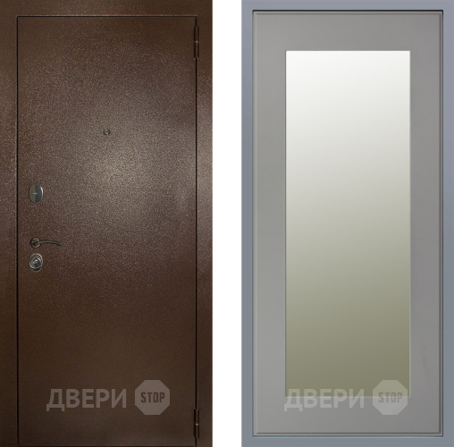 Дверь Заводские двери Эталон 3к антик медь Зеркало Модерн Грей софт в Котельниках