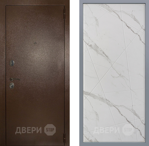 Дверь Заводские двери Эталон 3к антик медь Флитта Мрамор белый в Котельниках