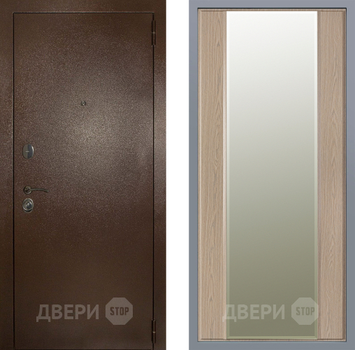 Дверь Заводские двери Эталон 3к антик медь Зеркало Макси Беленый дуб в Котельниках