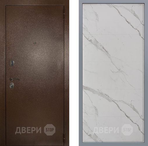 Дверь Заводские двери Эталон 3к антик медь Тривия Мрамор белый в Котельниках
