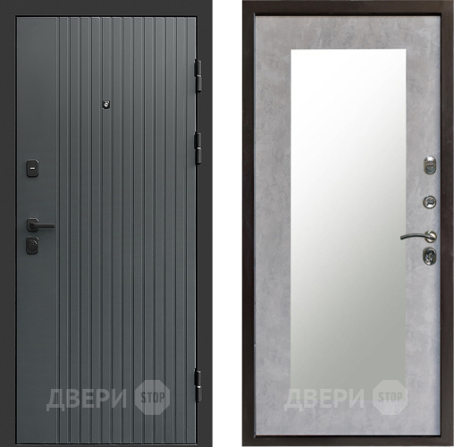 Входная металлическая Дверь Престиж Tvist Grey Зеркло Пастораль Бетон светлый в Котельниках