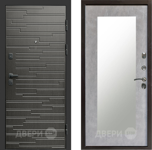 Входная металлическая Дверь Престиж Rivera Зеркло Пастораль Бетон светлый в Котельниках