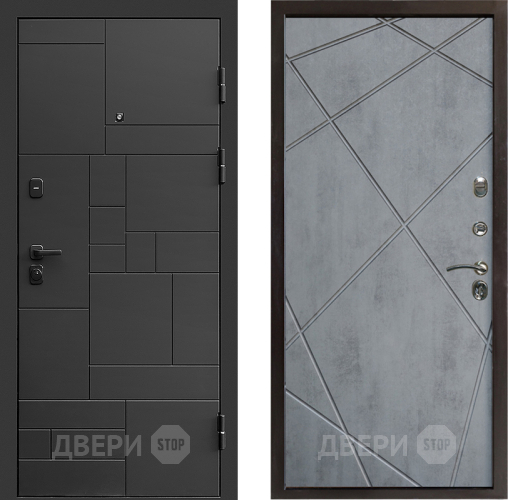 Входная металлическая Дверь Престиж Kvadro Лучи Бетон темный в Котельниках