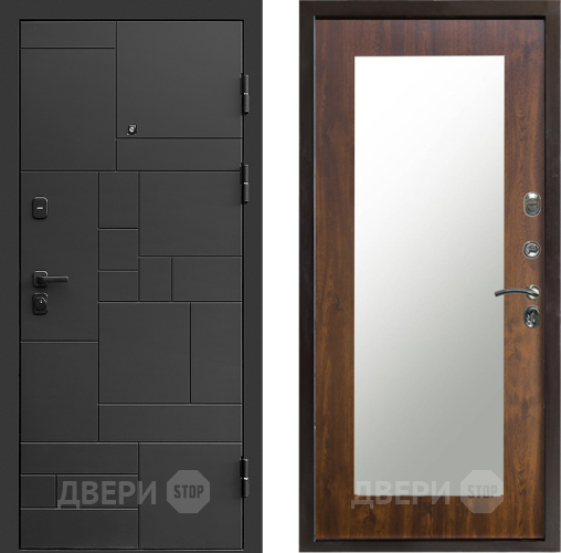 Входная металлическая Дверь Престиж Kvadro Зеркло Пастораль Дуб в Котельниках