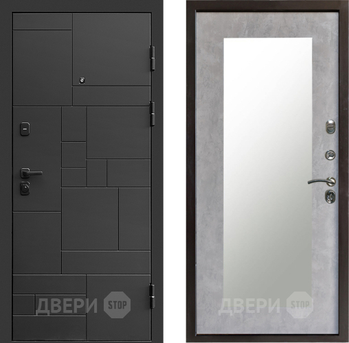 Входная металлическая Дверь Престиж Kvadro Зеркло Пастораль Бетон светлый в Котельниках