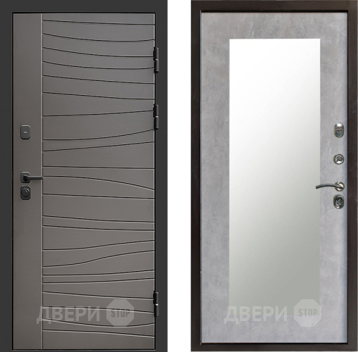 Входная металлическая Дверь Престиж Siciliya Зеркло Пастораль Бетон светлый в Котельниках