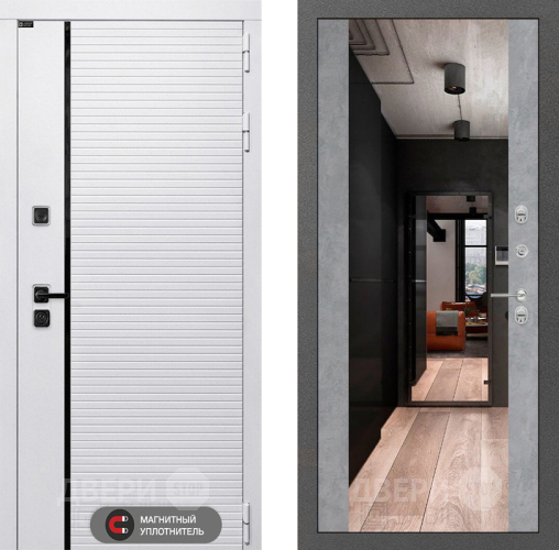 Входная металлическая Дверь Лабиринт (LABIRINT) Royal Зеркало Максимум Бетон светлый в Котельниках