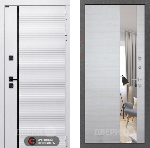 Входная металлическая Дверь Лабиринт (LABIRINT) Royal Зеркало Акация светлая в Котельниках