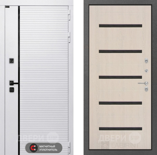Входная металлическая Дверь Лабиринт (LABIRINT) Royal 01 Беленый дуб в Котельниках