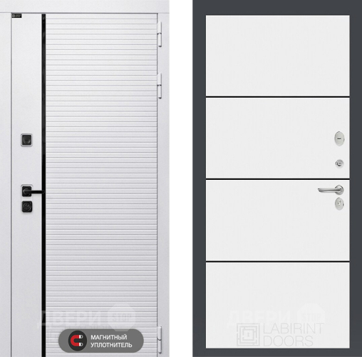 Входная металлическая Дверь Лабиринт (LABIRINT) Royal 25 Белый софт в Котельниках