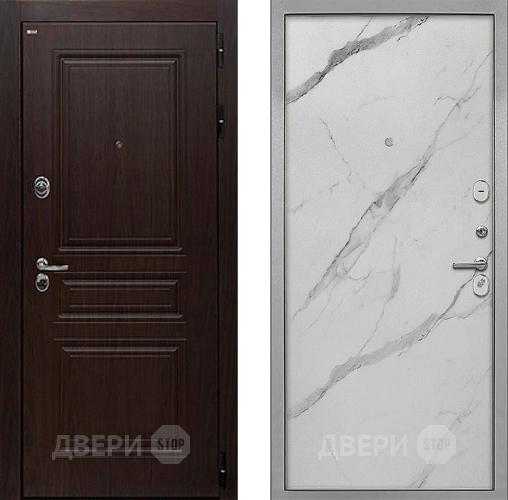 Входная металлическая Дверь Интекрон (INTECRON) Брайтон Тиковое Дерево Гладкая Мрамор натуральный арктик в Котельниках