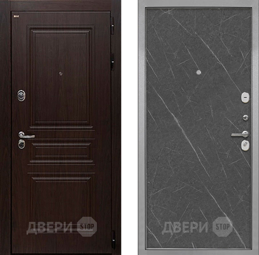 Входная металлическая Дверь Интекрон (INTECRON) Брайтон Тиковое Дерево Гладкая Гранит лава оникс в Котельниках