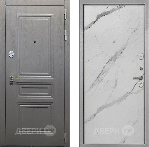Входная металлическая Дверь Интекрон (INTECRON) Брайтон Графит Гладкая Мрамор натуральный арктик в Котельниках