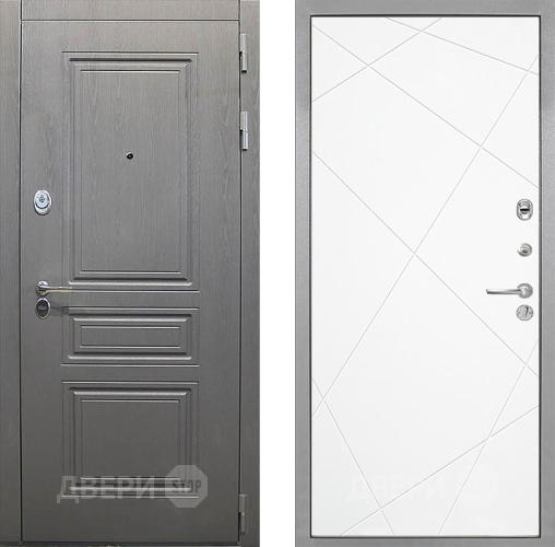 Входная металлическая Дверь Интекрон (INTECRON) Брайтон Графит Лучи-М Софт милк в Котельниках