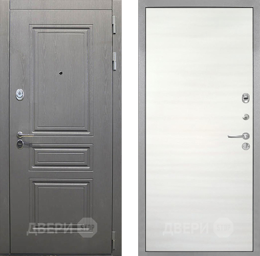 Входная металлическая Дверь Интекрон (INTECRON) Брайтон Графит Гладкая Дуб сильвер поперечный в Котельниках