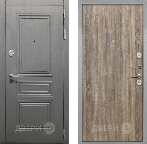 Входная металлическая Дверь Интекрон (INTECRON) Брайтон Графит Гладкая Дуб турин в Котельниках