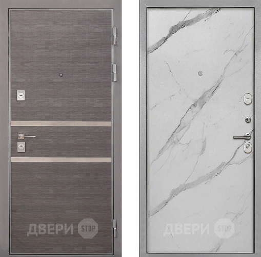 Входная металлическая Дверь Интекрон (INTECRON) Неаполь Гладкая Мрамор натуральный арктик в Котельниках