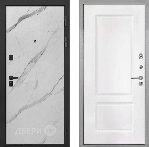 Входная металлическая Дверь Интекрон (INTECRON) Профит Black Мрамор Арктик КВ-2 Белый матовый в Котельниках