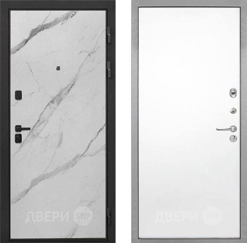 Входная металлическая Дверь Интекрон (INTECRON) Профит Black Мрамор Арктик Гладкая Силк Сноу в Котельниках