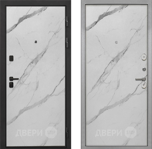 Входная металлическая Дверь Интекрон (INTECRON) Профит Black Мрамор Арктик Гладкая Мрамор натуральный арктик в Котельниках