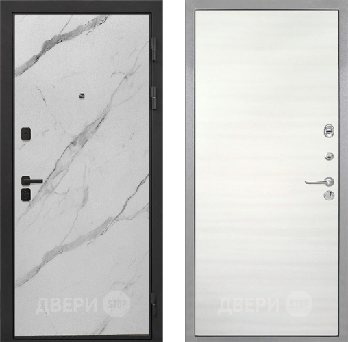 Входная металлическая Дверь Интекрон (INTECRON) Профит Black Мрамор Арктик Гладкая Дуб сильвер поперечный в Котельниках