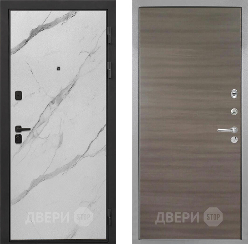 Входная металлическая Дверь Интекрон (INTECRON) Профит Black Мрамор Арктик Гладкая Дуб тоскано поперечный в Котельниках