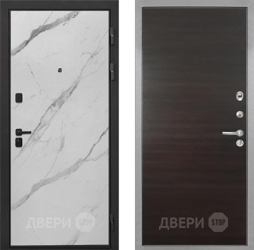Входная металлическая Дверь Интекрон (INTECRON) Профит Black Мрамор Арктик Гладкая Эковенге поперечный в Котельниках