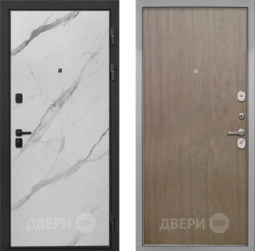 Входная металлическая Дверь Интекрон (INTECRON) Профит Black Мрамор Арктик Гладкая шпон Венге коричневый в Котельниках