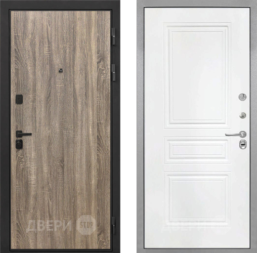 Входная металлическая Дверь Интекрон (INTECRON) Профит Black Дуб Турин ФЛ-243 Белый матовый в Котельниках