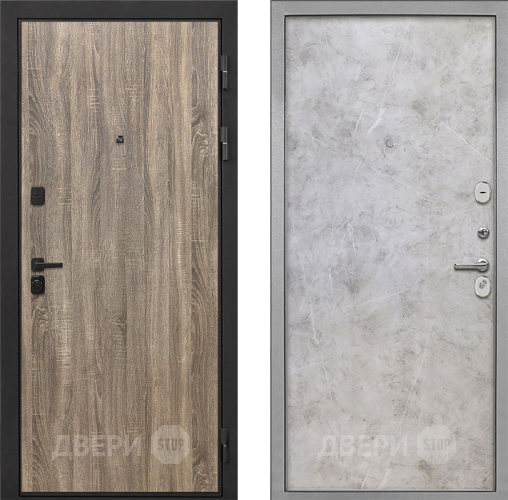 Входная металлическая Дверь Интекрон (INTECRON) Профит Black Дуб Турин Гладкая Мрамор светлый в Котельниках