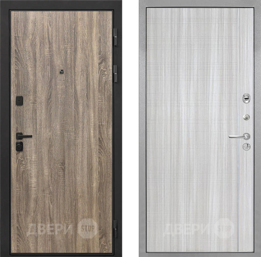 Входная металлическая Дверь Интекрон (INTECRON) Профит Black Дуб Турин В-07 с молдингом Сандал белый в Котельниках