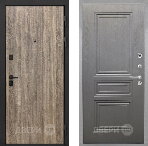 Входная металлическая Дверь Интекрон (INTECRON) Профит Black Дуб Турин ФЛ-243 Графит вуд дуб в Котельниках