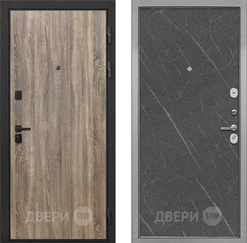 Входная металлическая Дверь Интекрон (INTECRON) Профит Black Дуб Турин Гладкая Гранит лава оникс в Котельниках