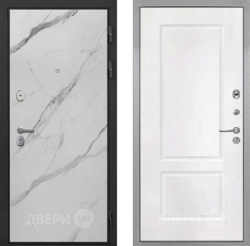 Входная металлическая Дверь Интекрон (INTECRON) Гектор Мрамор Арктик КВ-2 Белый матовый в Котельниках