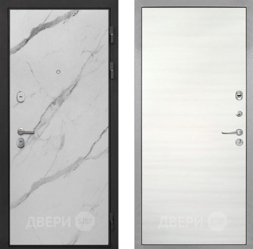 Входная металлическая Дверь Интекрон (INTECRON) Гектор Мрамор Арктик Гладкая Дуб сильвер поперечный в Котельниках