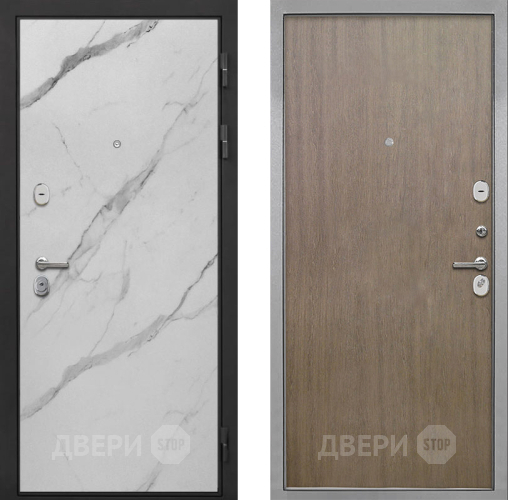 Входная металлическая Дверь Интекрон (INTECRON) Гектор Мрамор Арктик Гладкая шпон Венге коричневый в Котельниках
