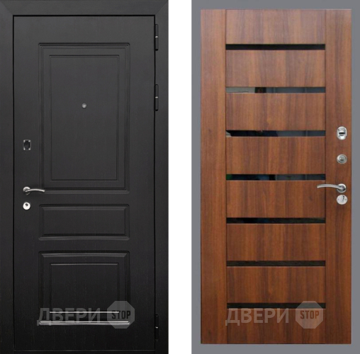 Входная металлическая Дверь Рекс (REX) 6 Венге СБ-14 стекло черное Орех бренди в Котельниках